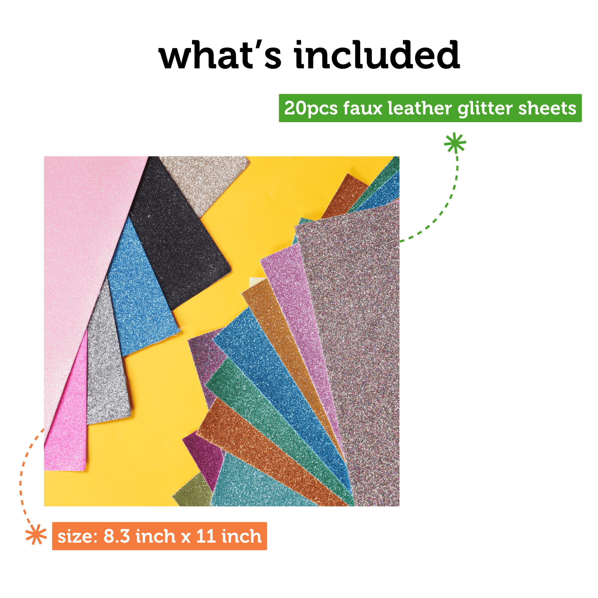 Incraftables Assorted Glitter Faux Leather Sheets for Crafts 20 Pieces for  Cricut 8.3”x11” 